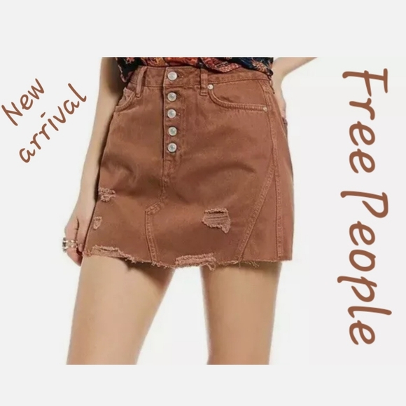 Free People Dresses & Skirts - Free People Denim Mini skirt Brown. Size 25